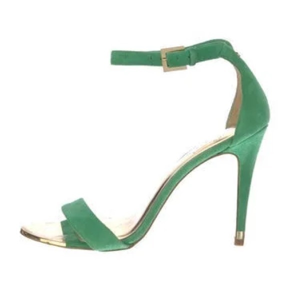 Ted Baker London Shoes - Ted Baker, London Green & Gold Julienne heels in size 39. Suede with ankle strap